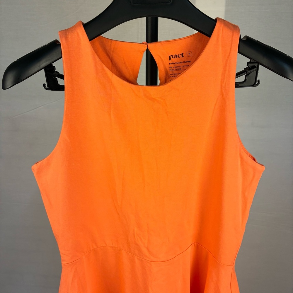 Pact Organic Cotton Coral Fit & Flare Dress M - Picture 3 of 8